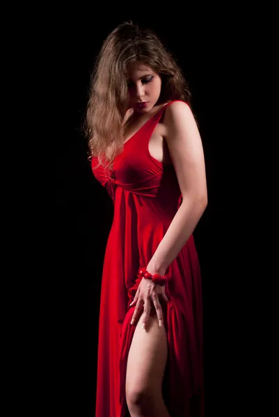 Elegante rode jurk — Stockfoto