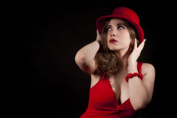 エレガントな赤のドレス — ストック写真