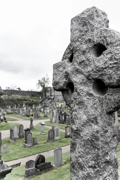 Celtic grave stone on a graveyard — Stock Photo, Image