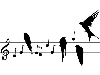  music notes and birds clipart