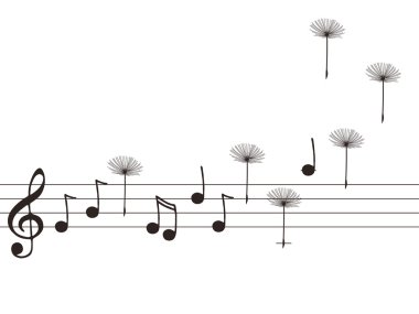 Illustration of music notes with dandelion clipart