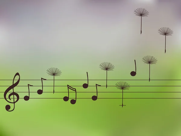 Ilustração de notas musicais com dente-de-leão — Fotografia de Stock