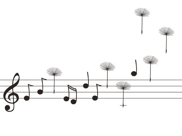 Ilustração de notas musicais com dente-de-leão — Fotografia de Stock