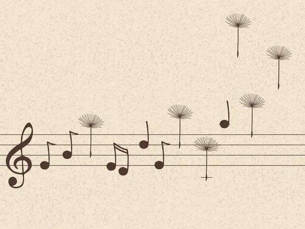 音乐笔记与蒲公英的插图 — 图库照片