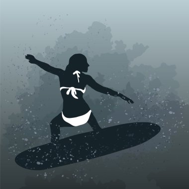  illustration of woman surfing