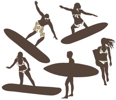  illustration of surfers