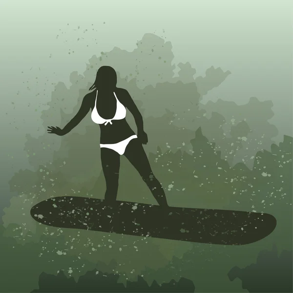 stock image  illustration of woman surfing