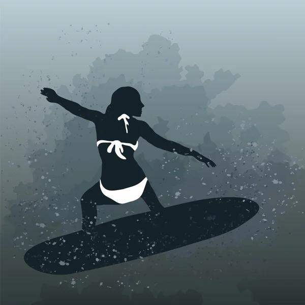 stock image  illustration of woman surfing
