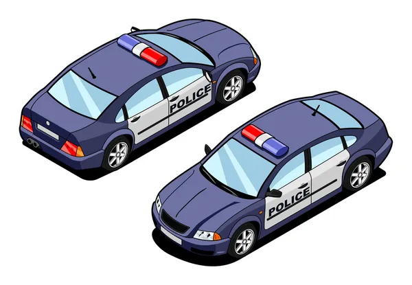 Image isométrique d'une voiture de patrouille — Image vectorielle