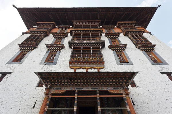 Fassade des paro rinpun dzong - Bhutan — Stockfoto