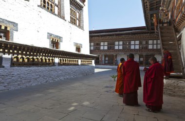 Monks in Mongar Dzong - East Bhutan - Bhutan clipart