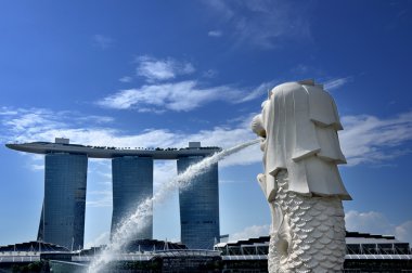 The Merlion Park and Marina Bay Sands Resort clipart
