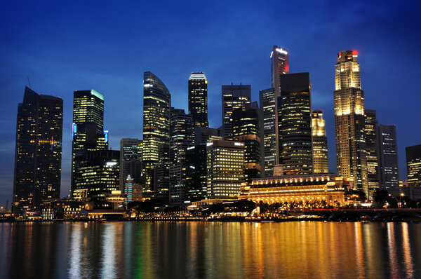 Panorama of Singapore skyline and river