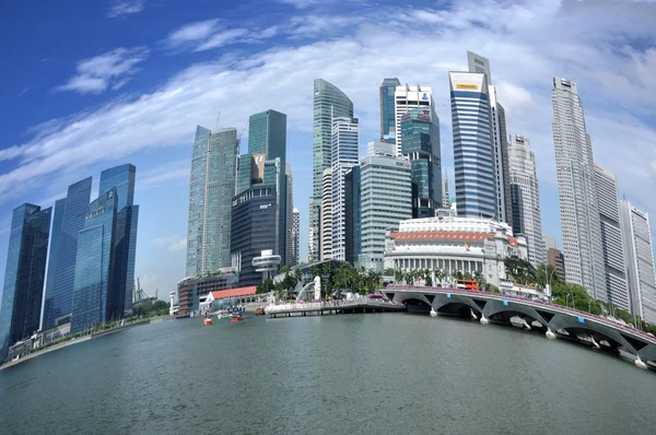 Panorama van singapore skyline en rivier — Stockfoto