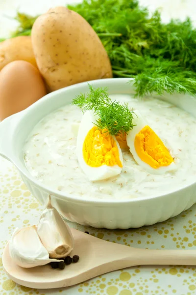 Dill soup with egg Royalty Free Stock Photos