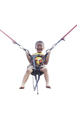 Boy Playing Trampoline clipart