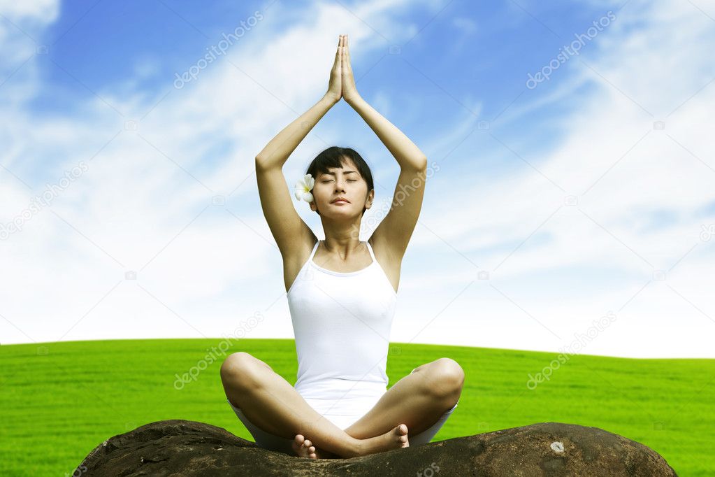 Beautiful woman posing yoga