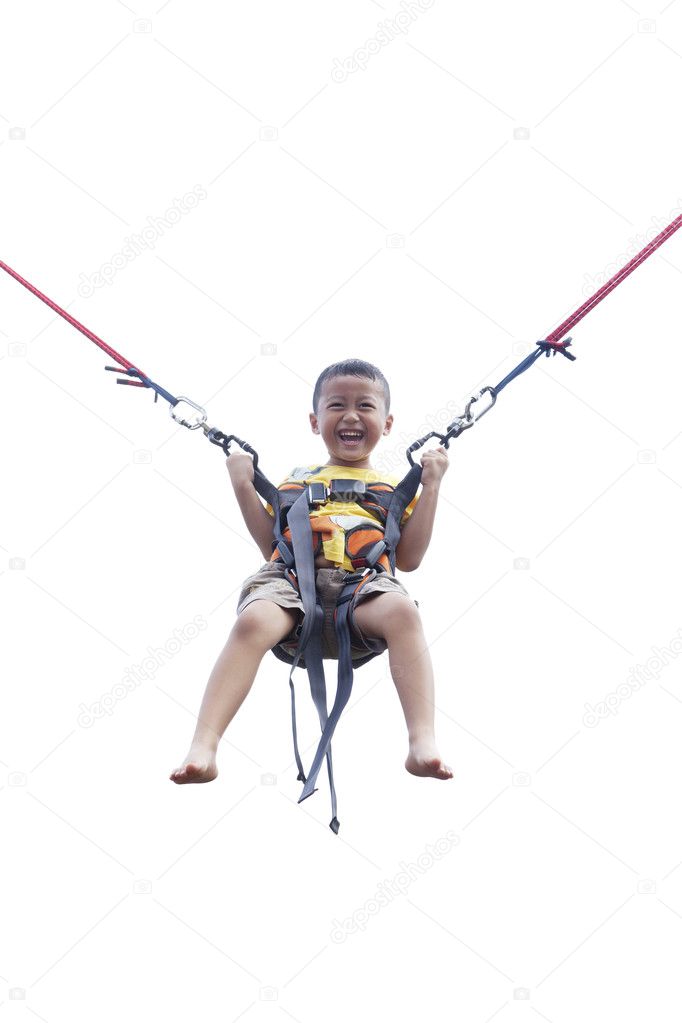Boy Playing Trampoline