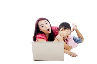 Child protection from dangerous internet clipart