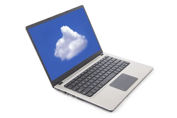 Nowoczesny laptop z chmura tapeta tło — Zdjęcie stockowe