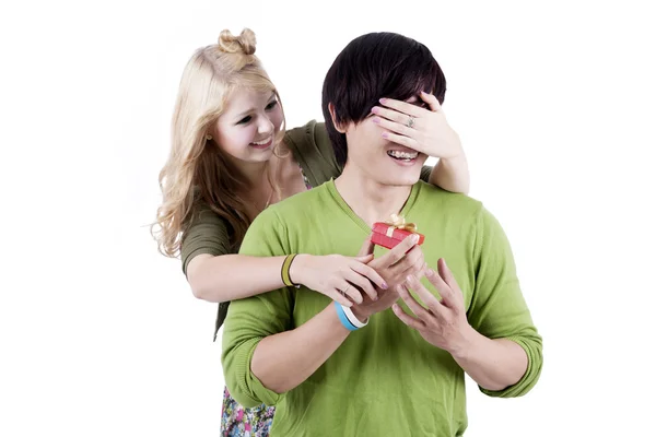 Happy young couple laughing — Stock Photo, Image