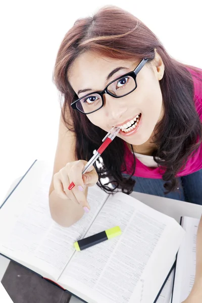 Closeup of female college student — Stock Photo, Image