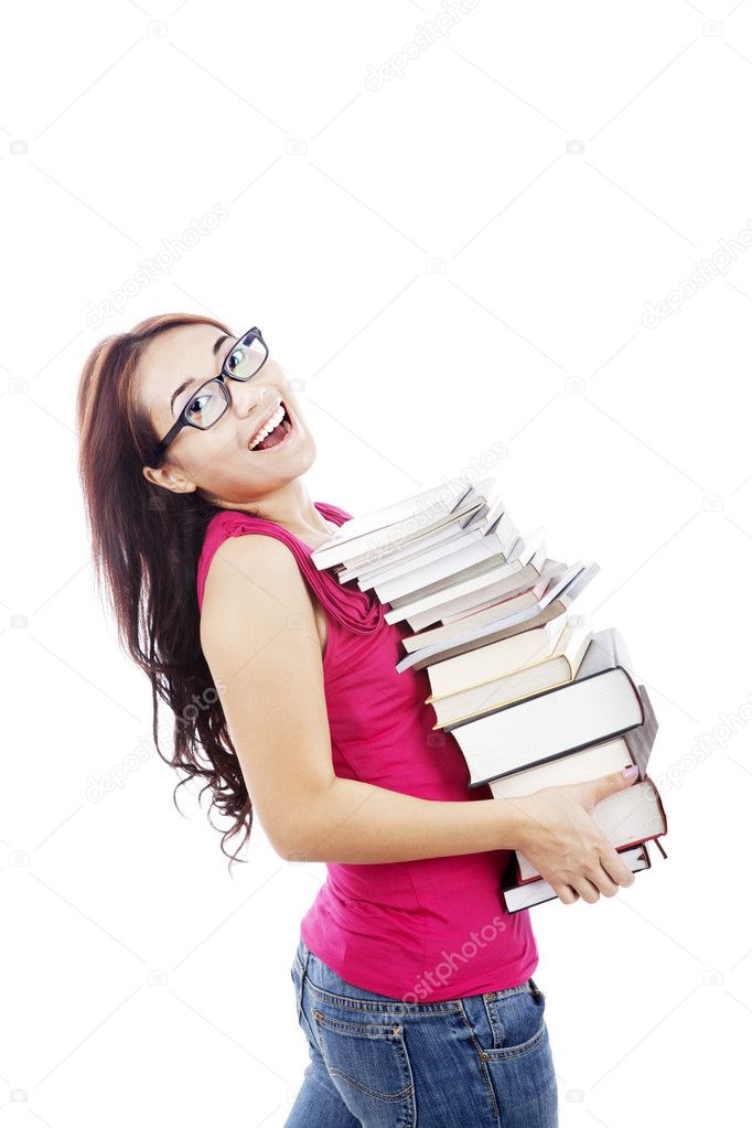 College student carrying books