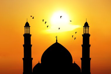 Beautiful mosque at sunset clipart