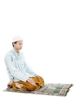 Humility muslim man in praying clipart