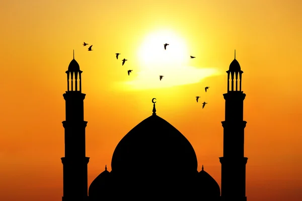 Belle mosquée au coucher du soleil — Photo