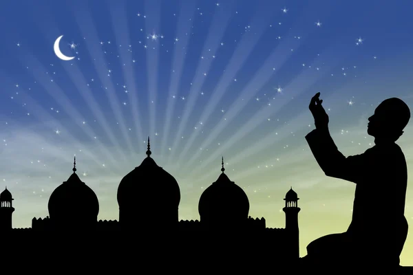 Προσεύχεται για τη νύχτα του Ραμαζανιού — Φωτογραφία Αρχείου