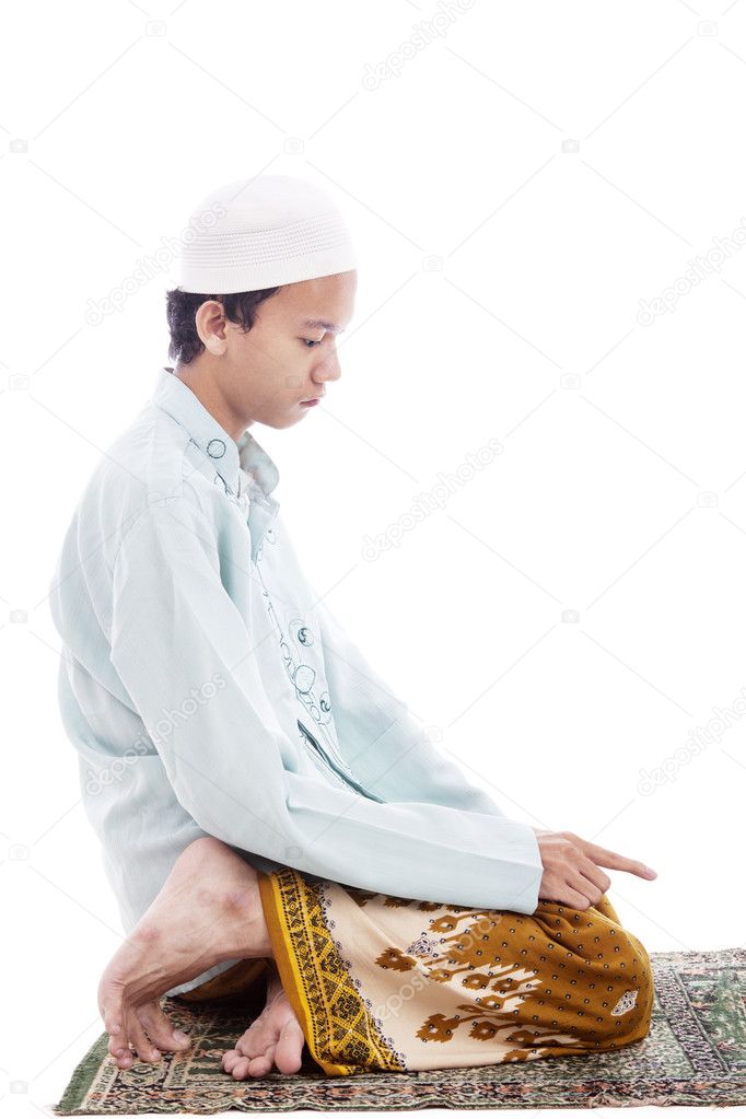 Muslim man in praying poses