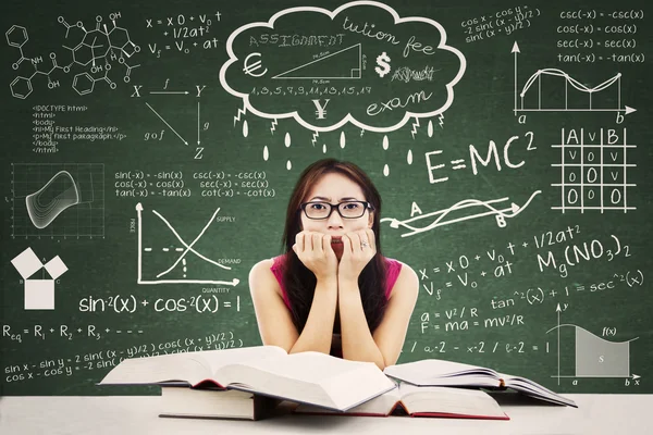Stressed Asian Female Student — Stock Photo, Image