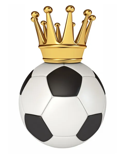 एक स्वर्ण मुकुट के साथ फुटबॉल गेंद — स्टॉक फ़ोटो, इमेज