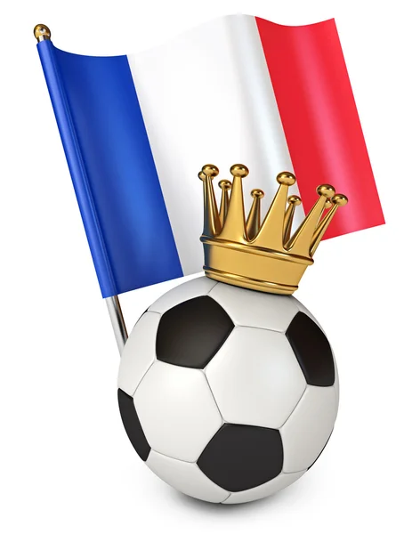 足球球与金冠。法国国旗 — 图库照片