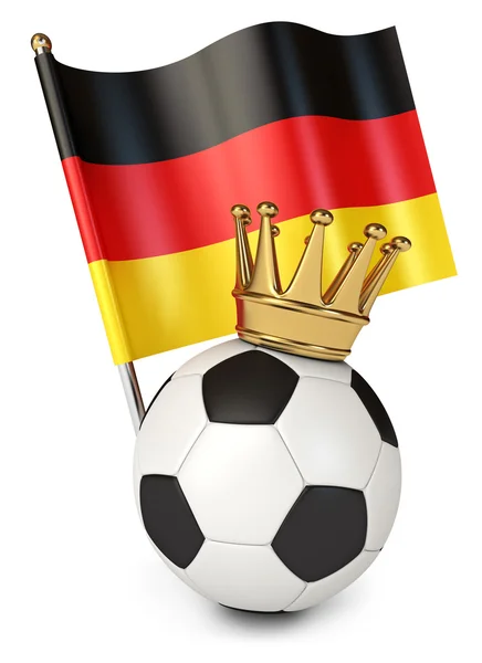 Μπάλα ποδοσφαίρου με ένα χρυσό στέμμα. σημαία της Γερμανίας — Φωτογραφία Αρχείου