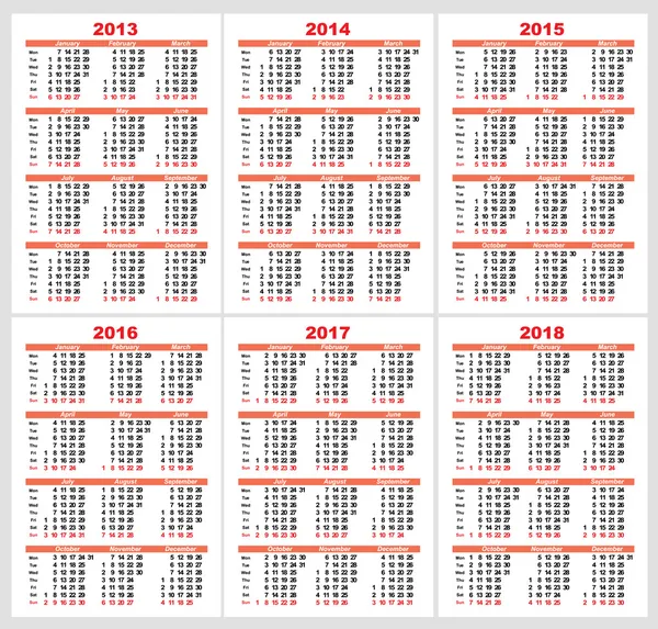 Calendario cuadrícula vector de bolsillo, conjunto — Archivo Imágenes Vectoriales