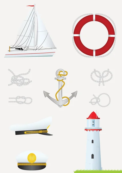 Векторный набор элементов мореплавания — стоковый вектор