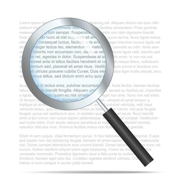 Icono de búsqueda realista con texto en segundo plano — Vector de stock