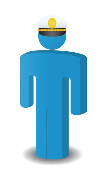 Muž v kapitán klobouk ikonu — Stockový vektor
