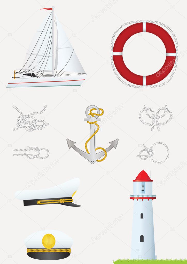Vector set of nautical design elements
