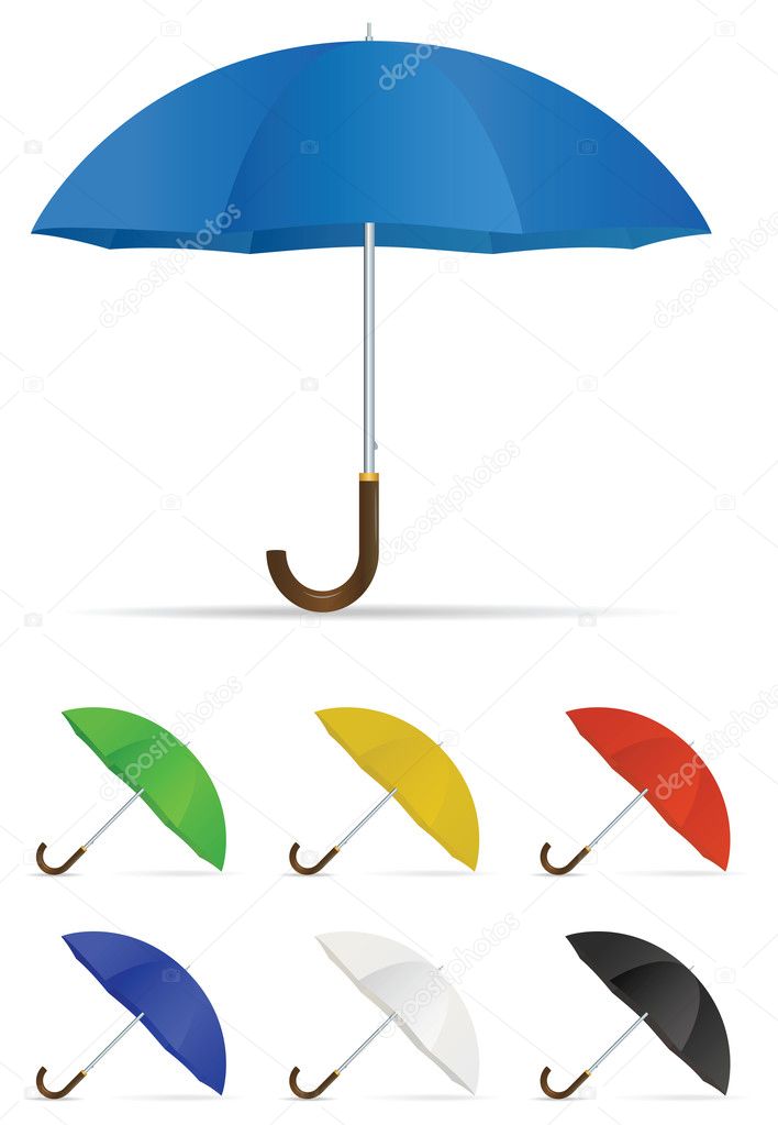 Realistic umbrella in seven colors