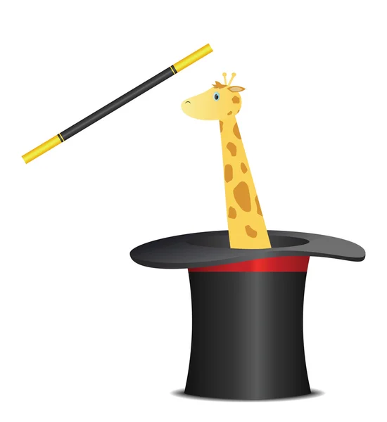 Magiczny kapelusz z żyrafa i różdżka — Wektor stockowy