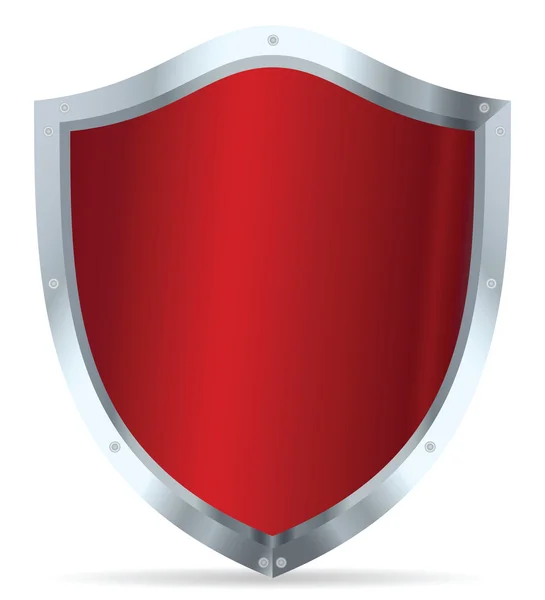 Czerwony lśniący stali shield — Wektor stockowy