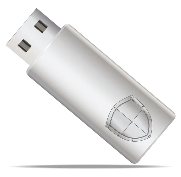 Memoria flash USB con escudo — Vector de stock
