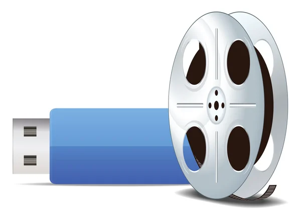 USB-Stick mit Filmrolle Symbol — Stockvektor
