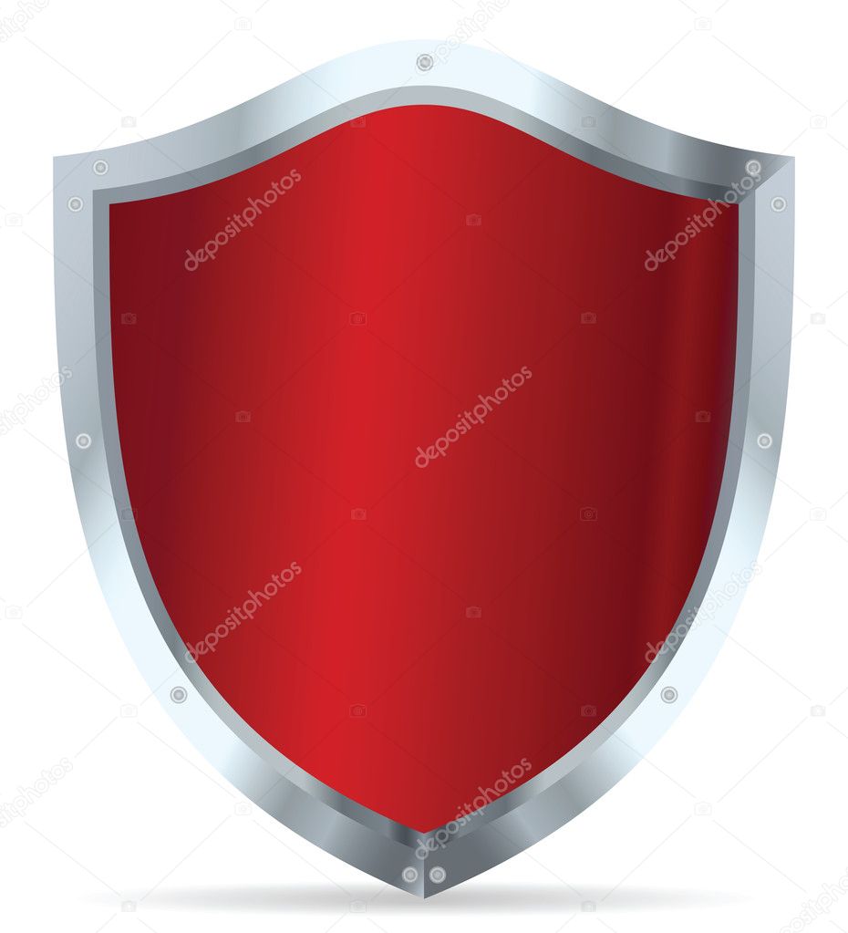 Red glossy steel shield