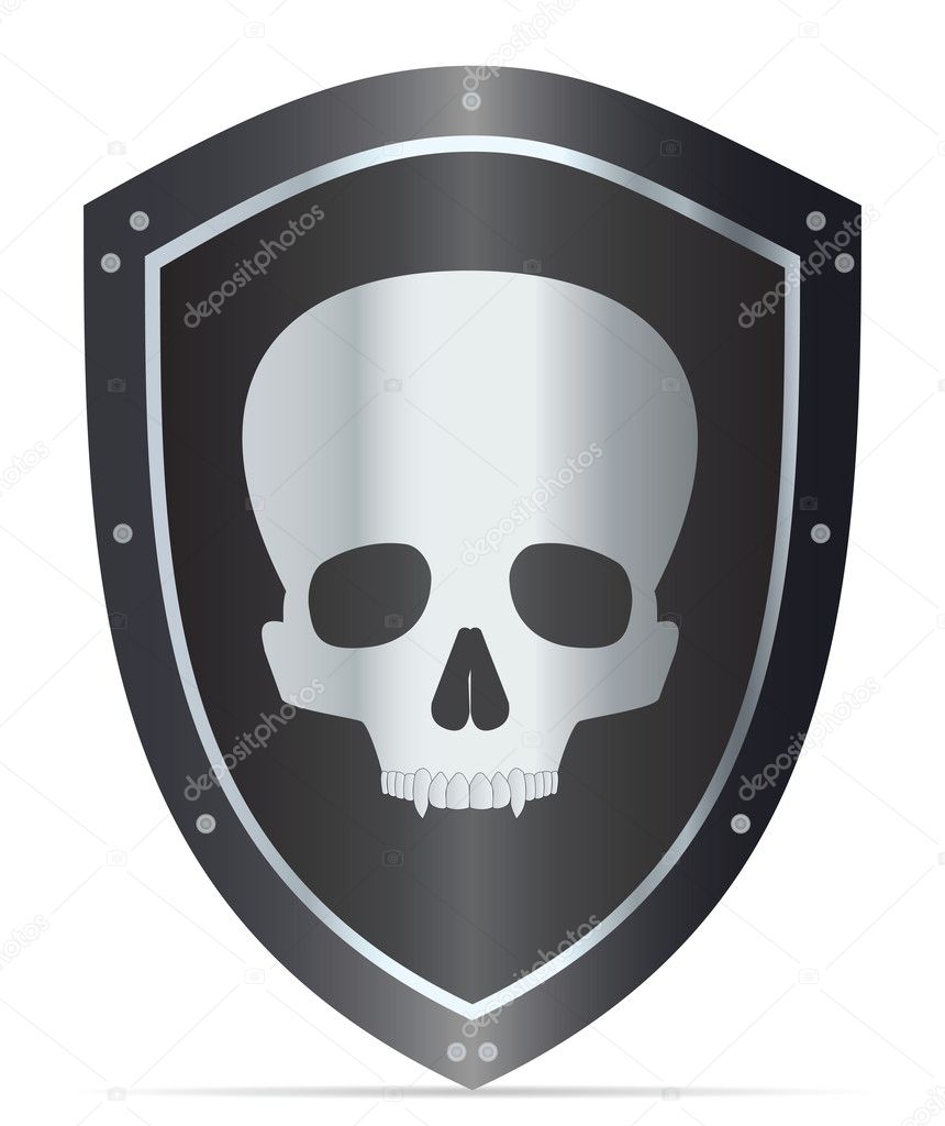 Black shield with skull. Vector illustration — Stock Vector © Ginko ...