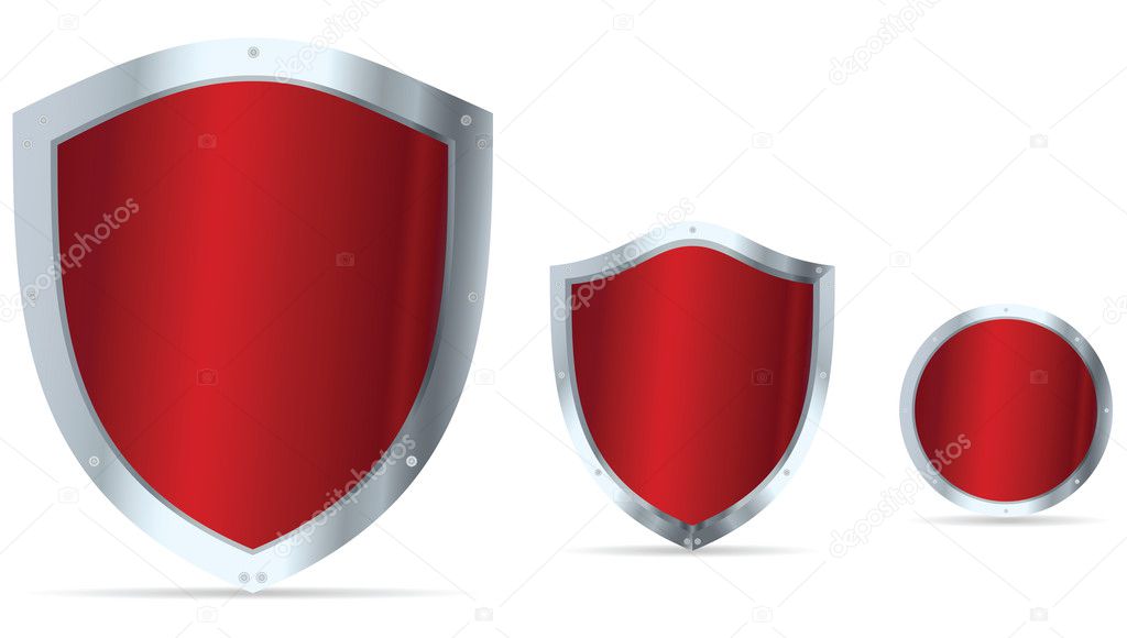 Set of red glossy steel shield