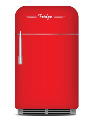 Red retro fridge clipart